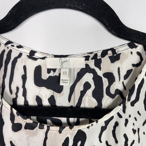 Joie XSmall XS Black White Silk Toki Ocelet Printed Tank Animal Print Grossgrain - Picture 7 of 12
